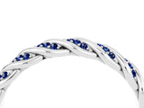 White gold Twisted Pavé Round Blue Sapphire Eternity Band with Shared Prong Setting_10
