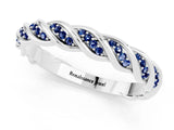 White gold Twisted Pavé Round Blue Sapphire Eternity Band with Shared Prong Setting_7