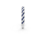 White gold Twisted Pavé Round Blue Sapphire Eternity Band with Shared Prong Setting_8