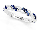 White gold Twisted Pavé Round Blue Sapphire Eternity Band_7
