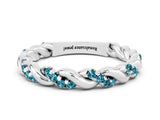 White gold Twisted Pavé Round Blue Topaz Eternity Band_6