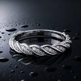 White gold Twisted Pavé Round Diamond Eternity Band with Shared Prong Setting_144