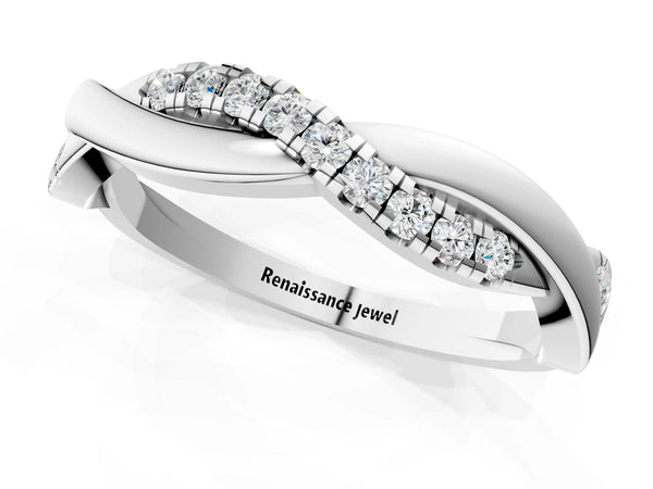 White gold Twisted Pavé Round Diamond Infinity Band