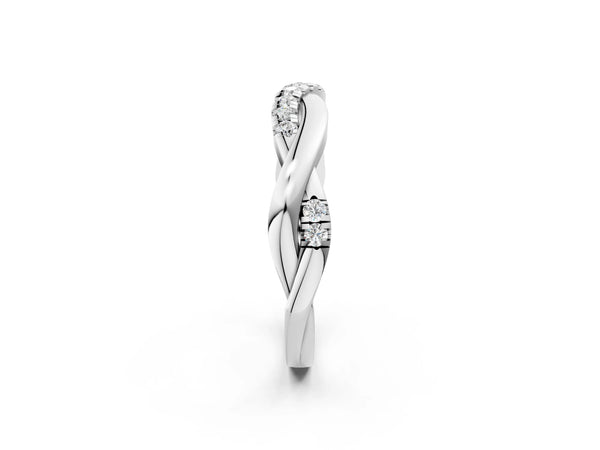 White gold Twisted Pavé Round Diamond Infinity Band