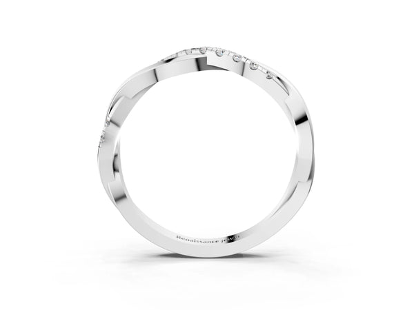 White gold Twisted Pavé Round Diamond Infinity Band
