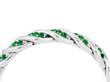 White gold Twisted Pavé Round Emerald Eternity Band with Shared Prong Setting_10