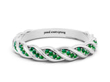 White gold Twisted Pavé Round Emerald Eternity Band with Shared Prong Setting_6