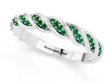 White gold Twisted Pavé Round Emerald Eternity Band with Shared Prong Setting_7