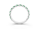 White gold Twisted Pavé Round Emerald Eternity Band with Shared Prong Setting_9