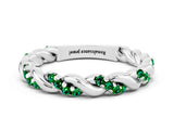White gold Twisted Pavé Round Emerald Eternity Band_6