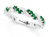 White gold Twisted Pavé Round Emerald Eternity Band_7