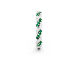 White gold Twisted Pavé Round Emerald Eternity Band_8