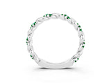 White gold Twisted Pavé Round Emerald Eternity Band_9