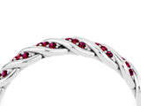 White gold Twisted Pavé Round Garnet Eternity Band with Shared Prong Setting_10