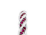 White gold Twisted Pavé Round Garnet Eternity Band with Shared Prong Setting_11
