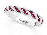 White gold Twisted Pavé Round Garnet Eternity Band with Shared Prong Setting_7
