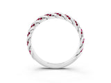 White gold Twisted Pavé Round Garnet Eternity Band with Shared Prong Setting_9