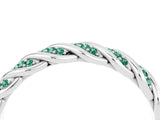 White gold Twisted Pavé Round Green Sapphire Eternity Band with Shared Prong Setting_10