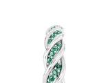 White gold Twisted Pavé Round Green Sapphire Eternity Band with Shared Prong Setting_11