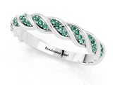 White gold Twisted Pavé Round Green Sapphire Eternity Band with Shared Prong Setting_7