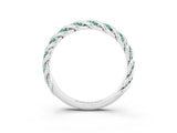 White gold Twisted Pavé Round Green Sapphire Eternity Band with Shared Prong Setting_9