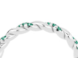White gold Twisted Pavé Round Green Sapphire Eternity Band_10