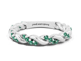 White gold Twisted Pavé Round Green Sapphire Eternity Band_6