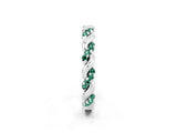 White gold Twisted Pavé Round Green Sapphire Eternity Band_8