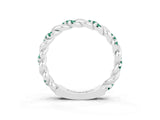 White gold Twisted Pavé Round Green Sapphire Eternity Band_9