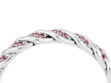 White gold Twisted Pavé Round Morganite Eternity Band with Shared Prong Setting_10
