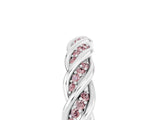 White gold Twisted Pavé Round Morganite Eternity Band with Shared Prong Setting_11