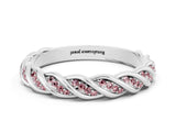 White gold Twisted Pavé Round Morganite Eternity Band with Shared Prong Setting_6