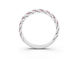 White gold Twisted Pavé Round Morganite Eternity Band with Shared Prong Setting_9