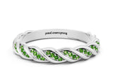 White gold Twisted Pavé Round Peridot Eternity Band with Shared Prong Setting_6