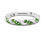 White gold Twisted Pavé Round Peridot Eternity Band_6