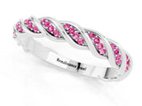White gold Twisted Pavé Round Pink Sapphire Eternity Band with Shared Prong Setting_19
