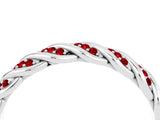 White gold Twisted Pavé Round Ruby Eternity Band with Shared Prong Setting_10