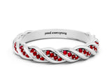 White gold Twisted Pavé Round Ruby Eternity Band with Shared Prong Setting_6