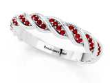 White gold Twisted Pavé Round Ruby Eternity Band with Shared Prong Setting_7