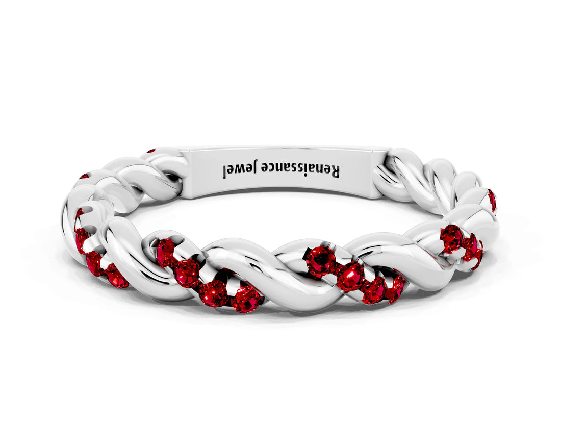 White gold Twisted Pavé Round Ruby Eternity Band_6