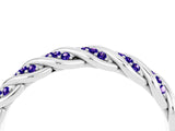 White gold Twisted Pavé Round Tanzanite Eternity Band with Shared Prong Setting_10