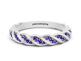 White gold Twisted Pavé Round Tanzanite Eternity Band with Shared Prong Setting_6