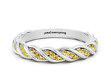 White gold Twisted Pavé Round Yellow Sapphire Eternity Band with Shared Prong Setting_18