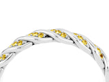 White gold Twisted Pavé Round Yellow Sapphire Eternity Band with Shared Prong Setting_22