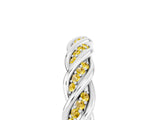 White gold Twisted Pavé Round Yellow Sapphire Eternity Band with Shared Prong Setting_23