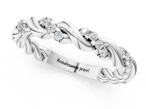 Platinum Twisted Pavé Round Diamond Eternity Band