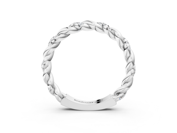 White gold Twisted Pavé Round Diamond Eternity Band