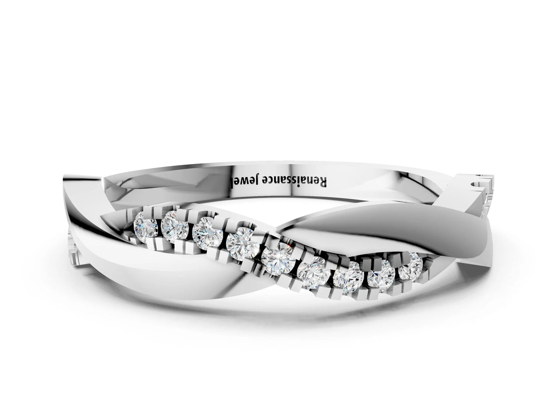 White gold Twisted Pave Round Diamond Infinity Band with Channel Setting_34