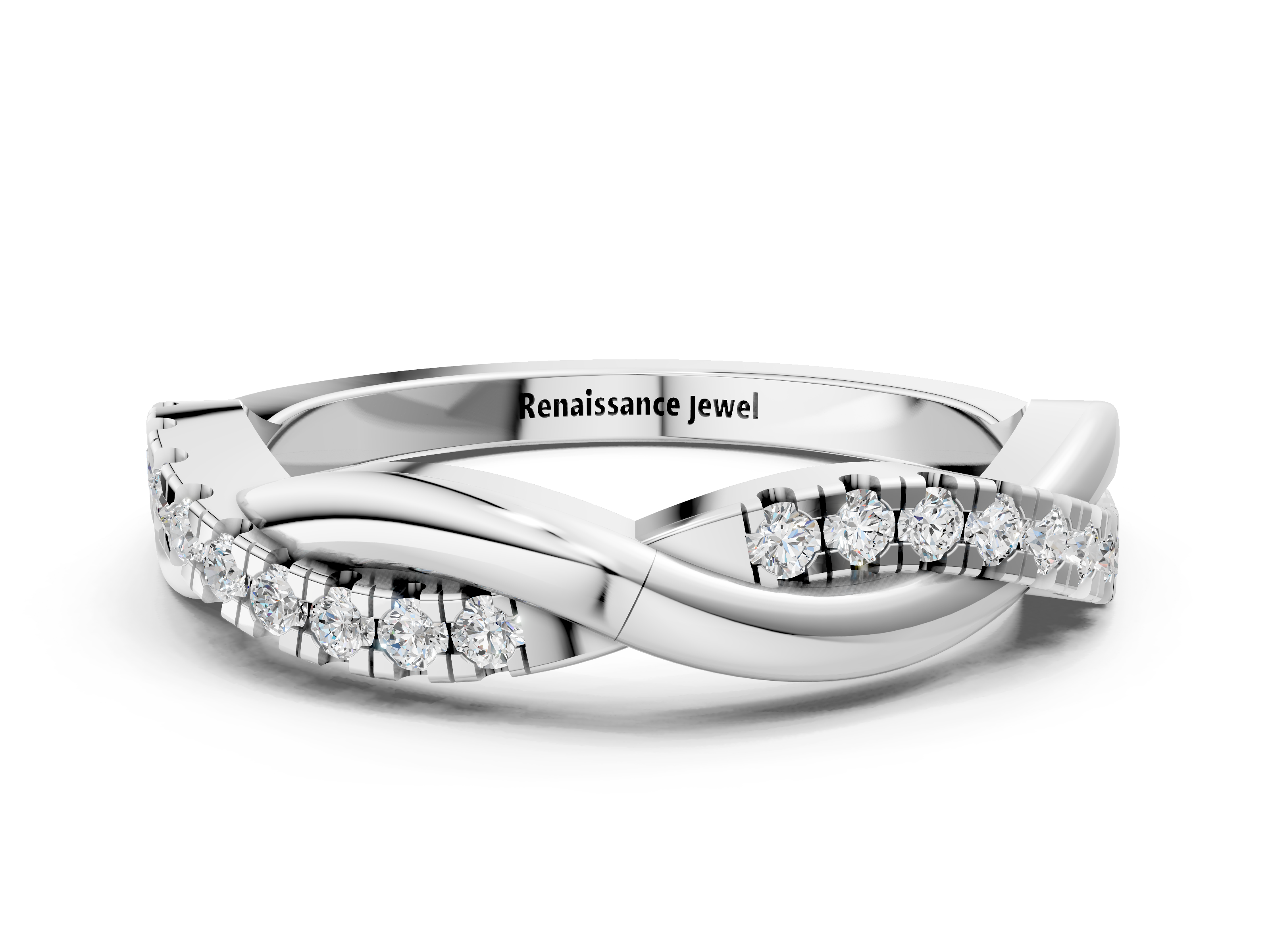 Platinum Round Diamond Twisted Infinity Band with Prong Setting