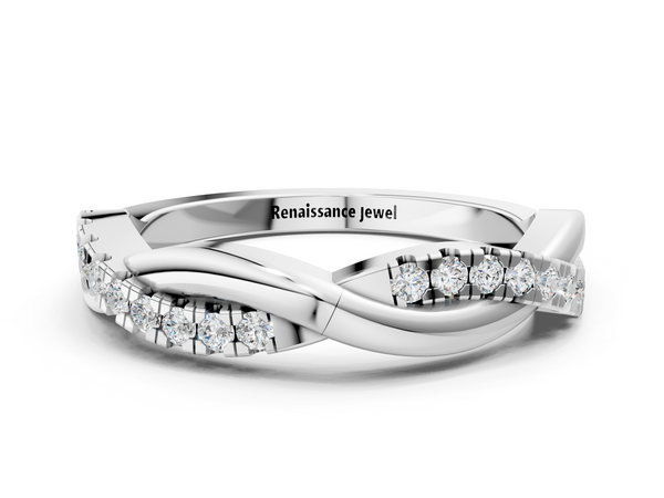 Platinum Round Diamond Twisted Infinity Band with Prong Setting
